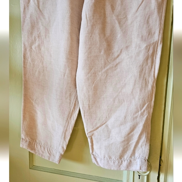 Madewell linen blend off-white wide leg straight pull on high rise casual pants - Picture 8 of 10